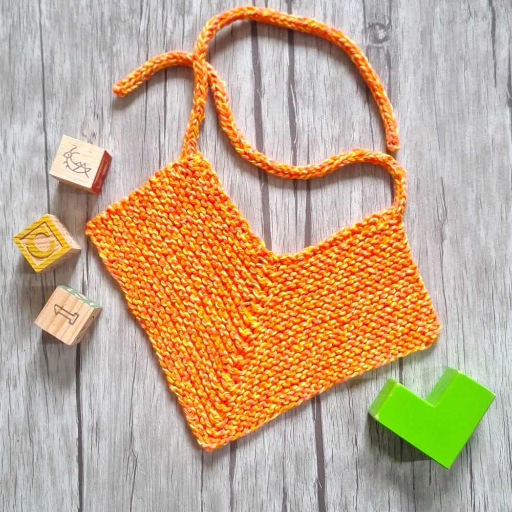 Handknit Bandana Style Bib